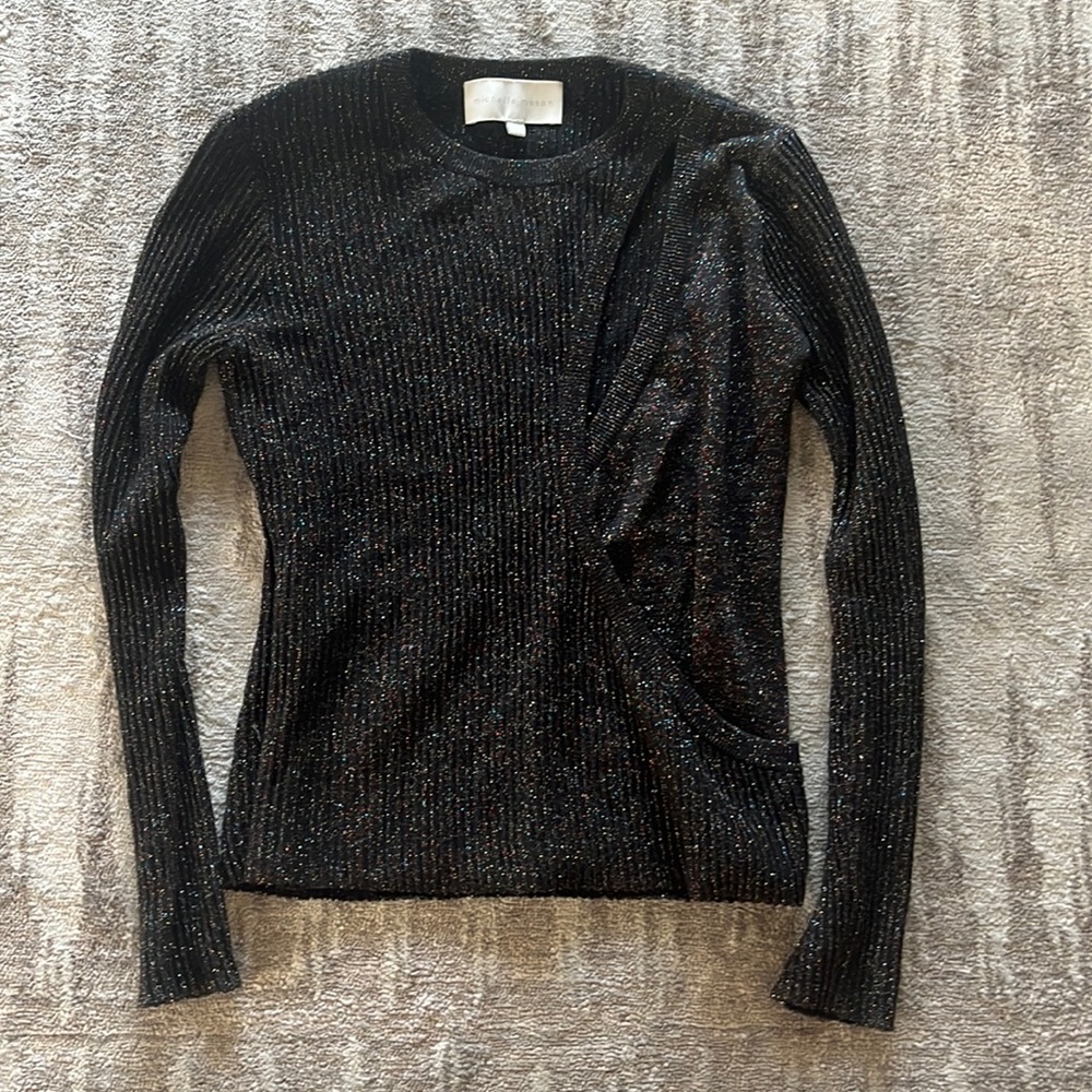 Michelle Mason Sweater from Intermix- Black, metallic, cutout detail wool Size S
